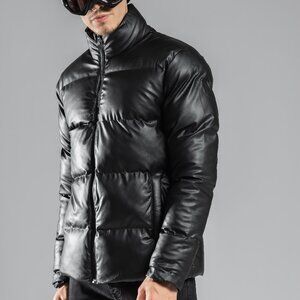 JAGLION Rayyen Leather Puffer Jacket for Men